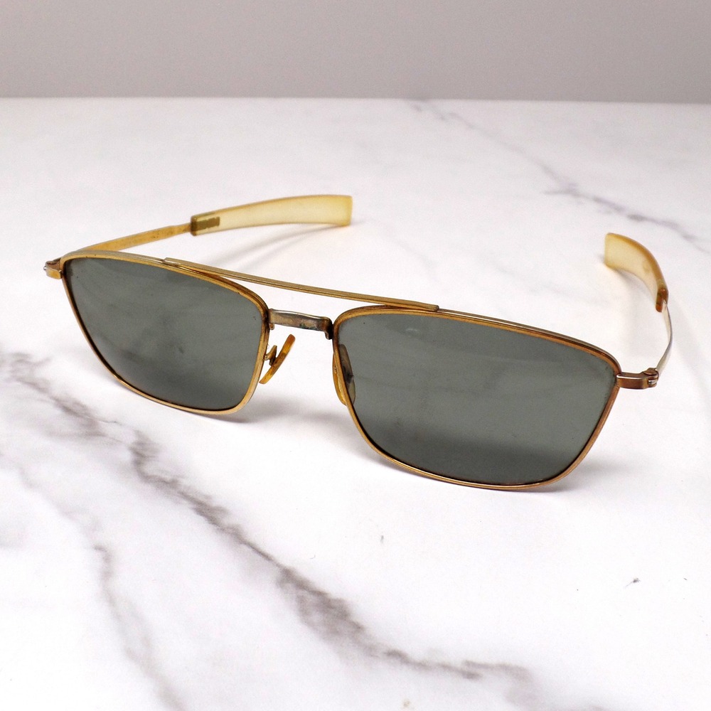 Vintage Cool-Ray Polaroid Sunglasses, Gold-tone, Aviator Double Bridge